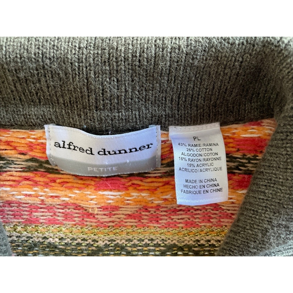 Alfred Dunner Women Knit Sweater Petite Multicolor Zip Up Granny - Picture 6 of 13